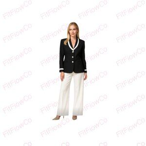 SuitsMe Petites Black & White  Blazer Size 8  Structured Vintage NWT Made in USA